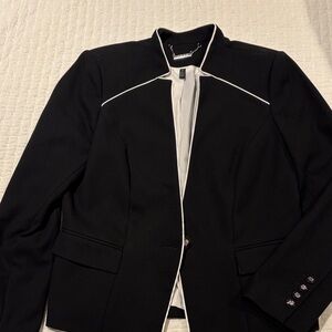 White House Black Market Black Blazer with White Trim